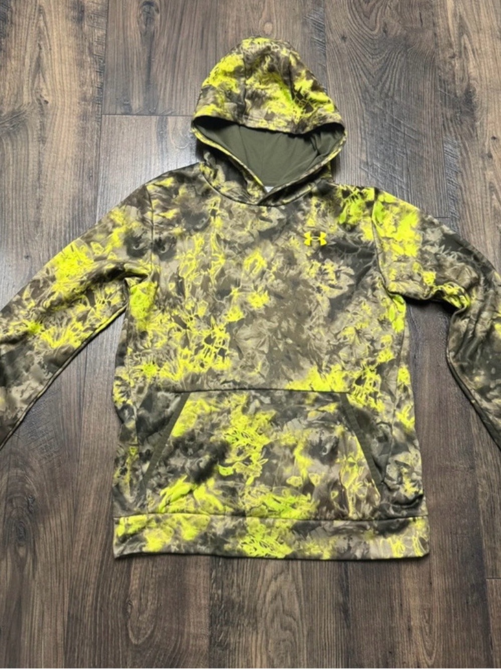 Under Armour Boys YLG Camo Hoodie | Green & Neon Yellow